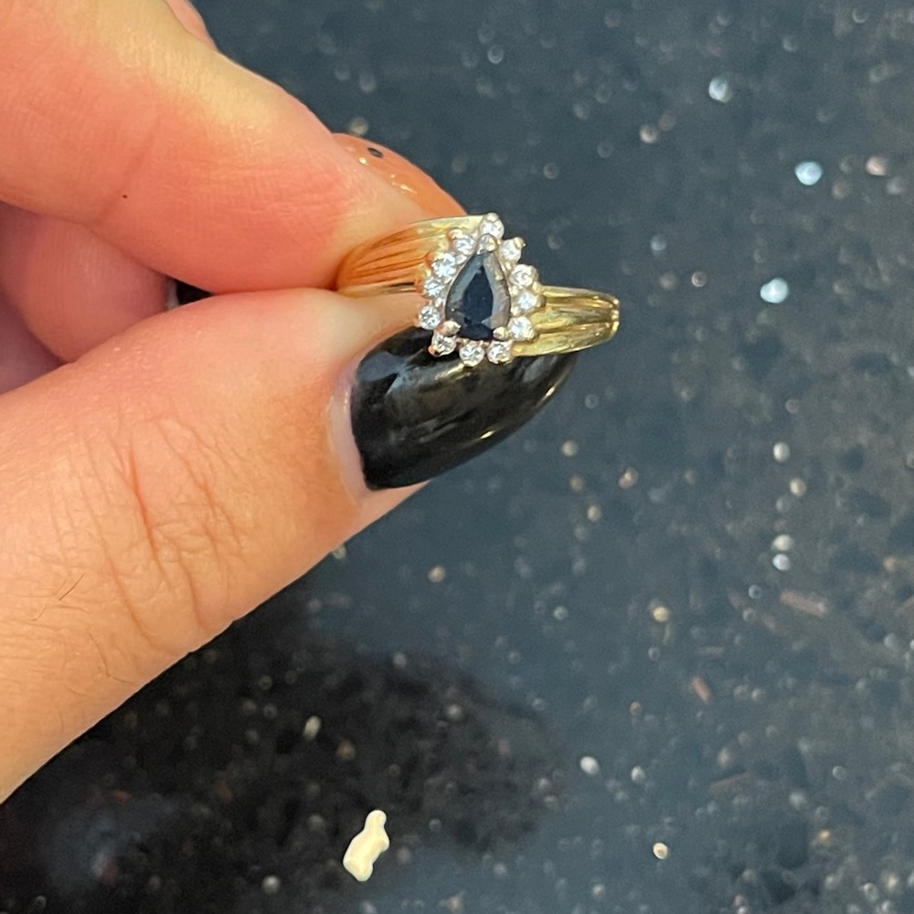 14k Solid Gold Sapphire and Diamond Ring